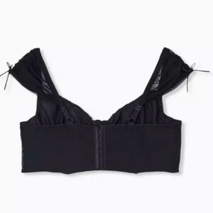 Torrid Black Mesh Drawstring Cap Sleeve Underwire Longline Bralette